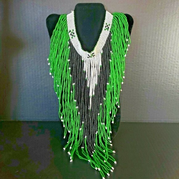 Native Glass Seed Beads Medicine Bib Neck Piece - Picture 1 of 8